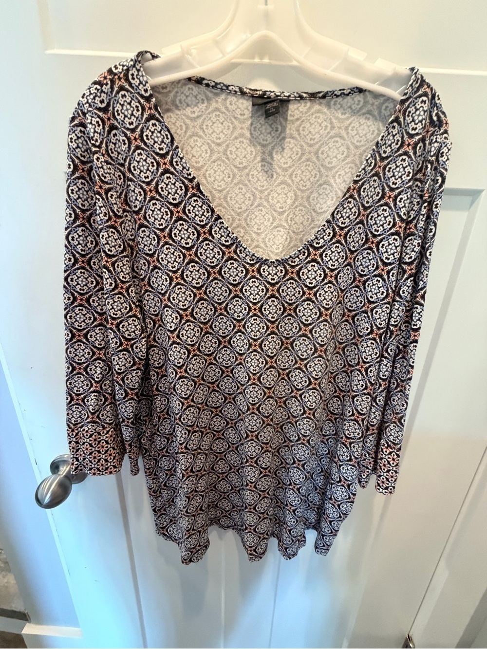 J. Jill Wearever Collection XL Petite V Neck Printed Tunic Top